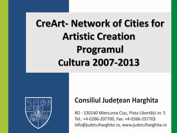creart network of cities for artistic creation programul cu ltu ra 2 007 2013
