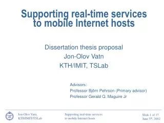 Supporting real-time services to mobile Internet hosts