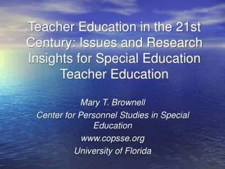 Mary T. Brownell Center for Personnel Studies in Special Education copsse