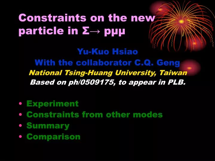 constraints on the new particle in p