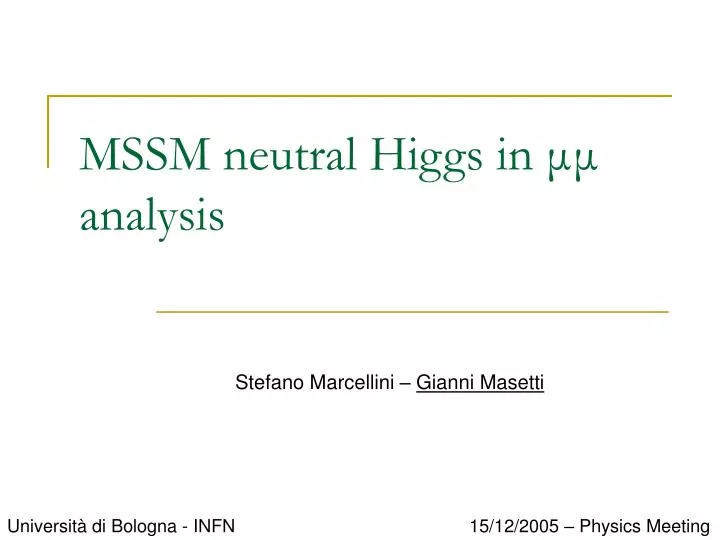 mssm neutral higgs in analysis