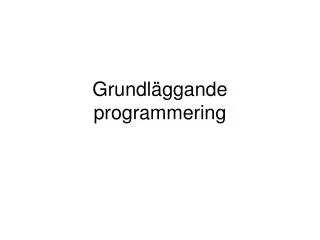 grundl ggande programmering
