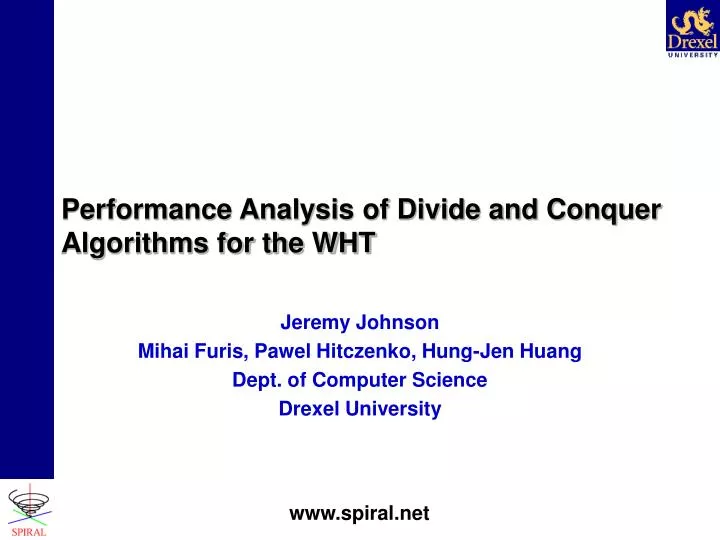 performance analysis of divide and conquer algorithms for the wht