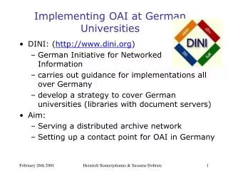 Implementing OAI at German Universities