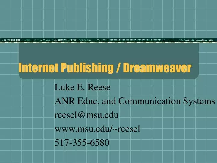 internet publishing dreamweaver