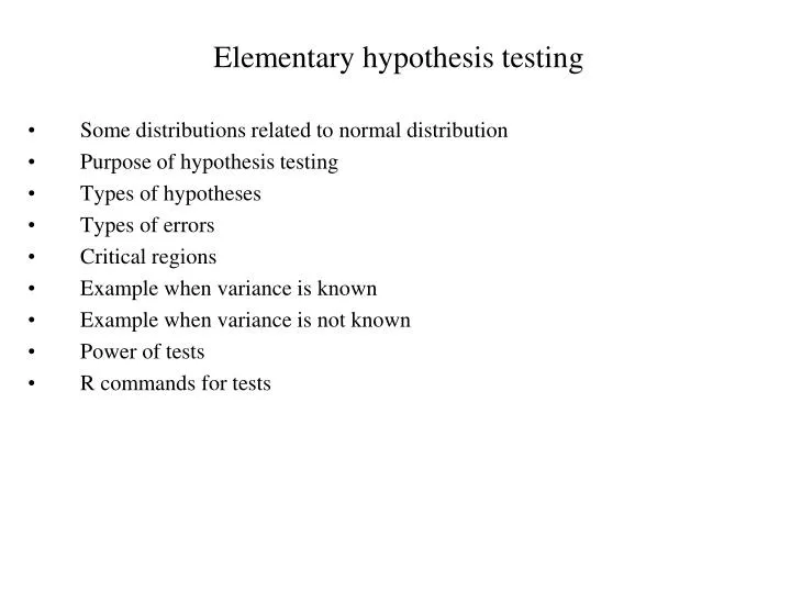 elementary hypothesis testing