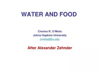 WATER AND FOOD