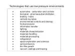 Innovative Technologies and Applications of Low Pressure Environments - slide 1