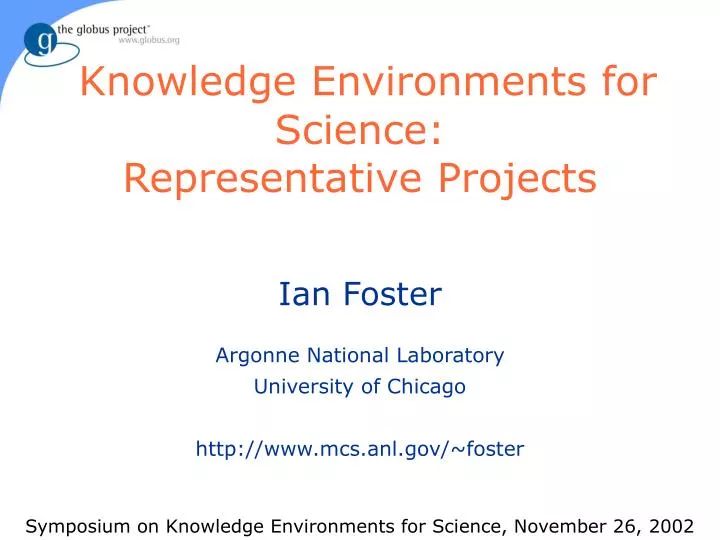 knowledge environments for science representative projects