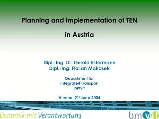 Planning and implementation of TEN in Austria