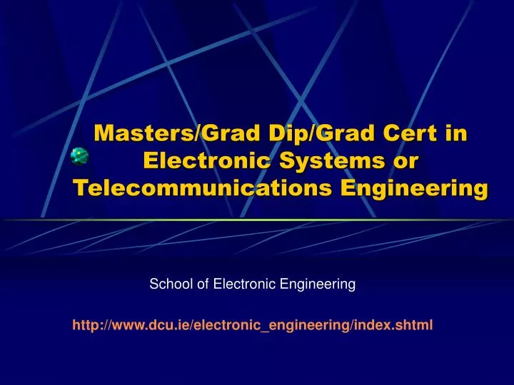 masters grad dip grad cert in electronic systems or telecommunications engineering