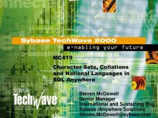 MC419 Character Sets, Collations and National Languages in SQL Anywhere