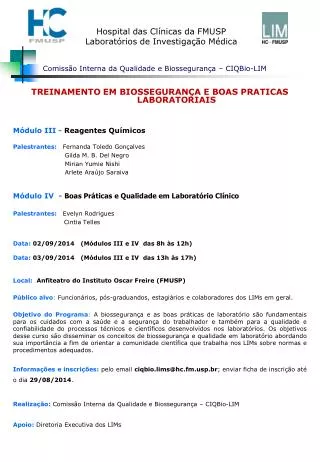 comiss o interna da qualidade e biosseguran a ciqbio lim