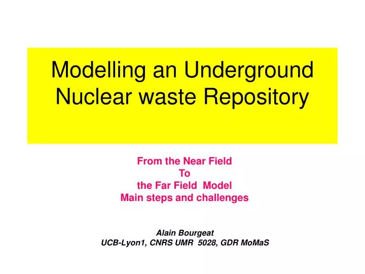 modelling an underground nuclear waste repository