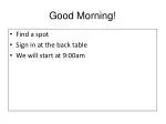 Good Morning! - slide 1