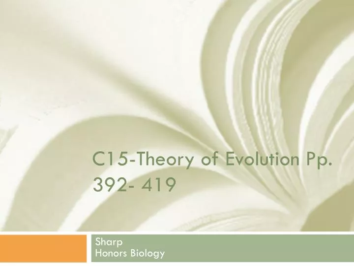 c15 theory of evolution pp 392 419