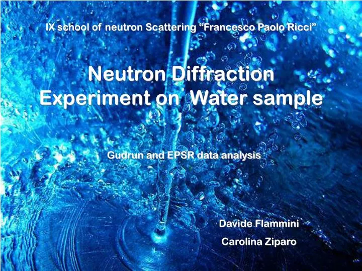 neutron diffraction experiment on water sample