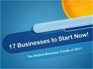 17 Businesses to Start Now!