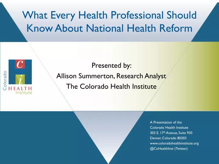 what every health professional should know about national health reform