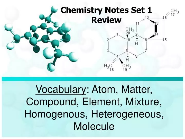 chemistry notes set 1 review