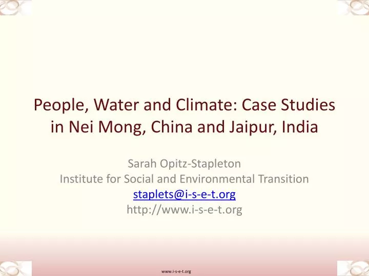 people water and climate case studies in nei mong china and jaipur india