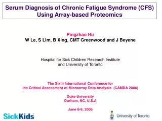 Serum Diagnosis of Chronic Fatigue Syndrome (CFS) Using Array-based Proteomics