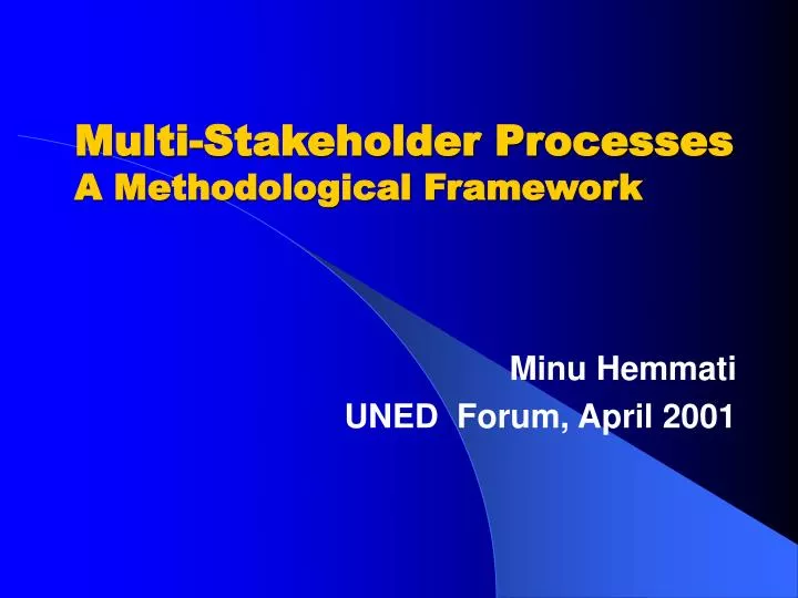 multi stakeholder processes a methodological framework