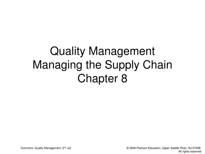 quality management managing the supply chain chapter 8