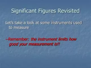Significant Figures Revisited