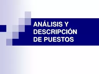 an lisis y descripci n de puestos