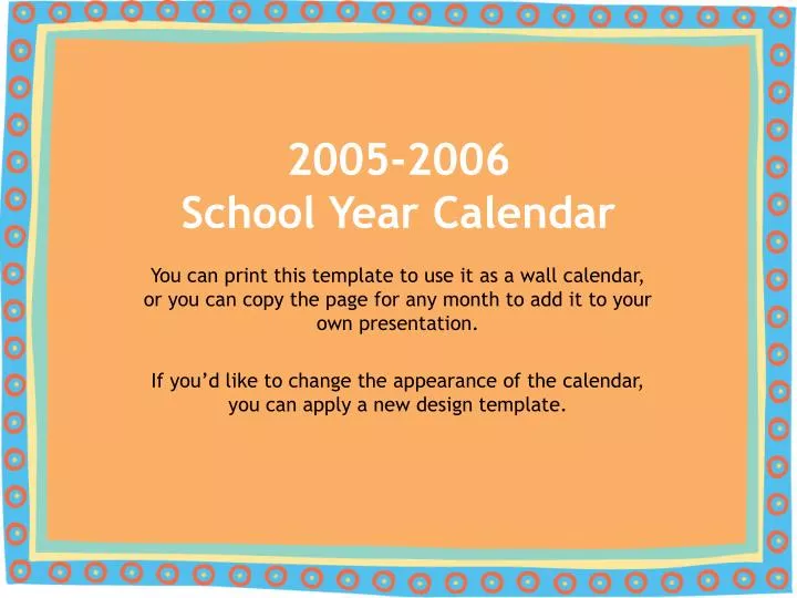 2005 2006 school year calendar