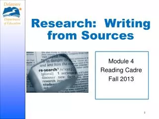 Research: Writing from Sources