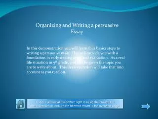 Organizing and Writing a persuasive Essay