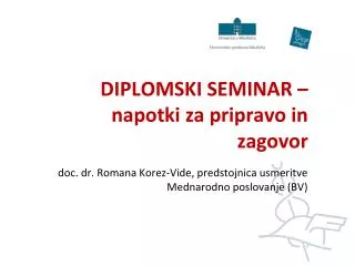 diplomski seminar napotki za pripravo in zagovor