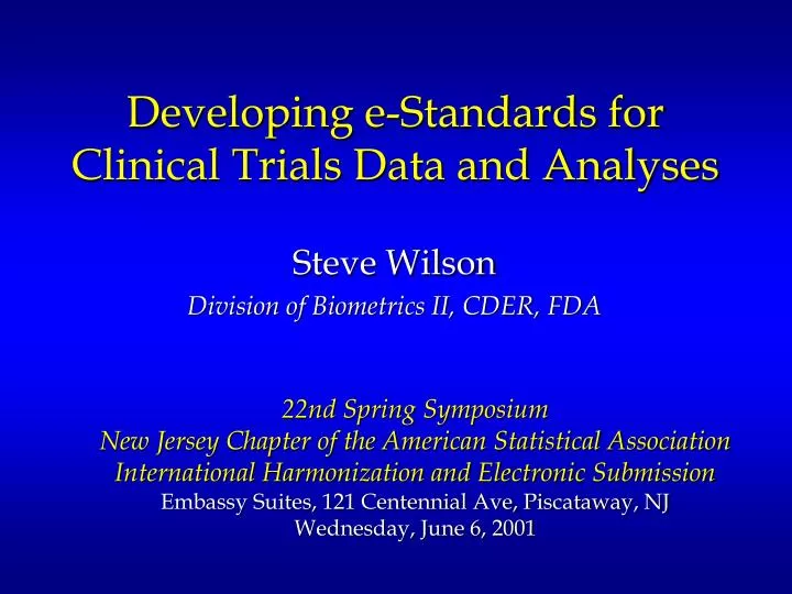 developing e standards for clinical trials data and analyses