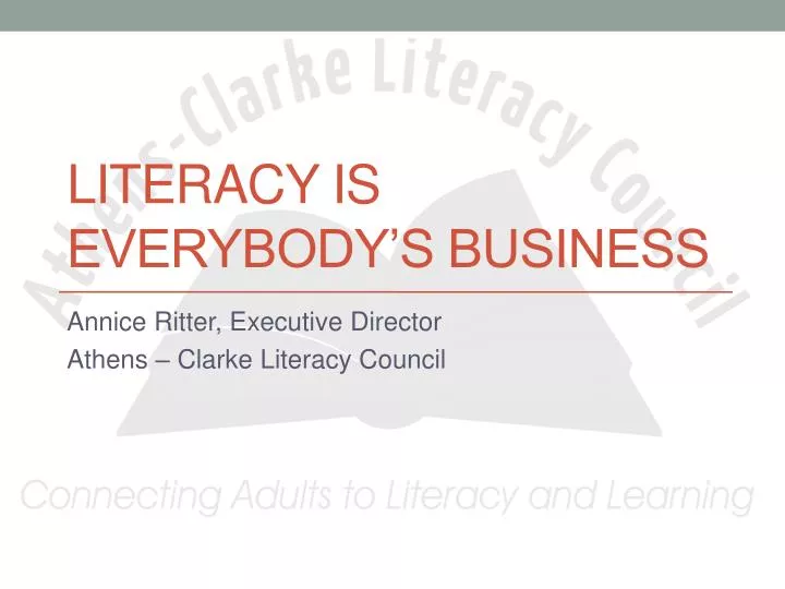 literacy is everybody s business