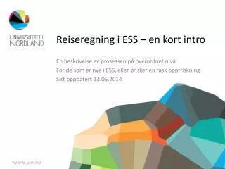 reiseregning i ess en kort intro