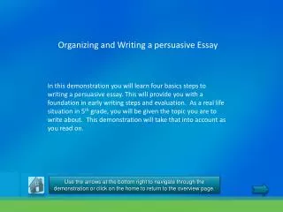 Organizing and Writing a persuasive Essay