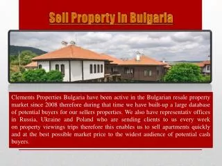 Sell Property In Bulgaria
