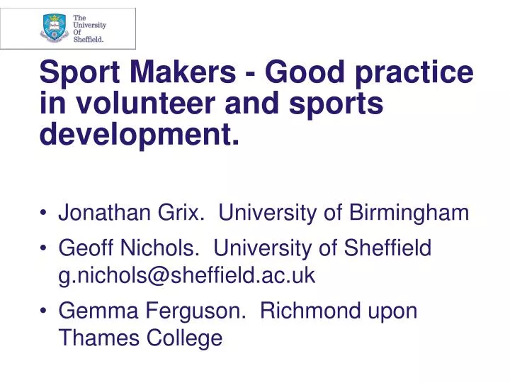 sport makers good practice in volunteer and sports development