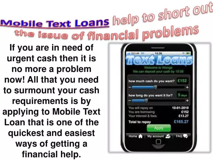 mobile text loans help to short out the issue of financial problems