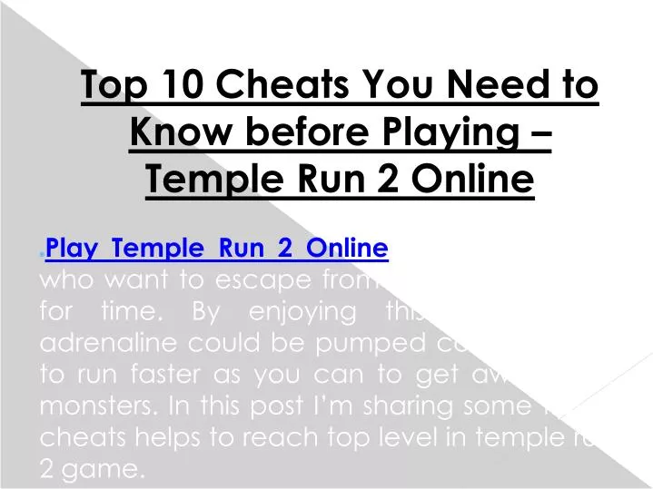 TEMPLE RUNNER free online game on