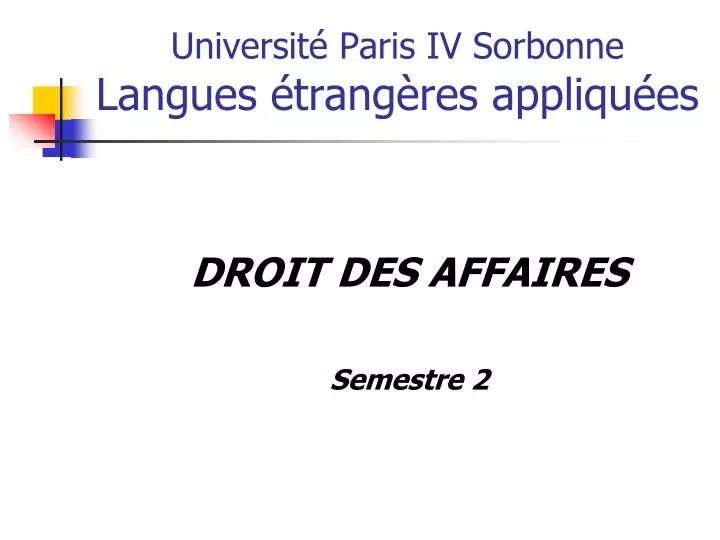 droit des affaires semestre 2