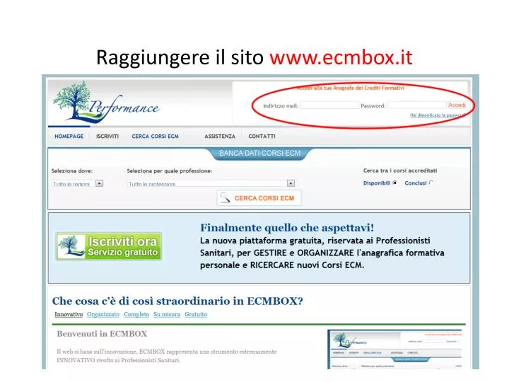 raggiungere il sito www ecmbox it