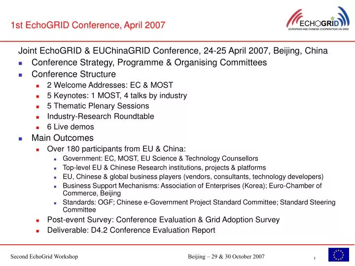 1st echogrid conference april 2007