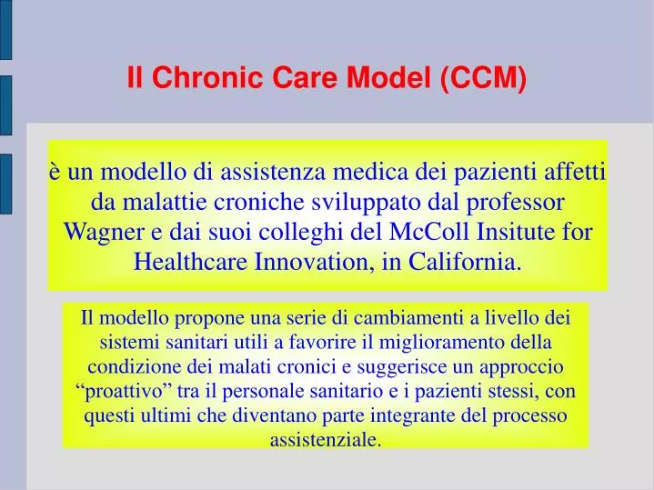 il chronic care model ccm