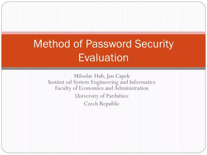 method of password security evaluation