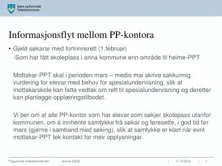 informasjonsflyt mellom pp kontora