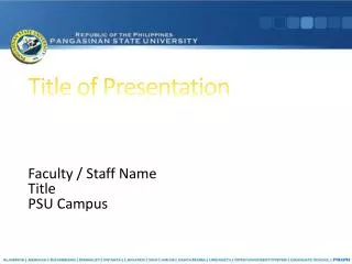 Title of Presentation