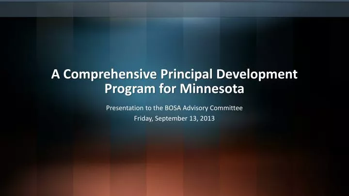 a comprehensive principal development program for minnesota